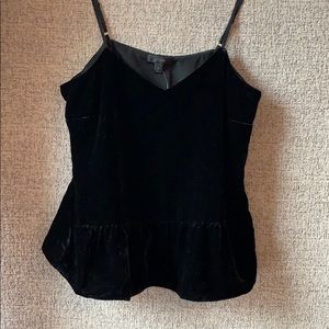 NWT J.Crew Black Velvet Peplum Tank Top